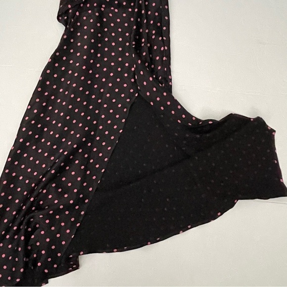 BEC & BRIDGE Kylie Polka-Dot Satin Midi Slip Black Dress 2 - Picture 6 of 9